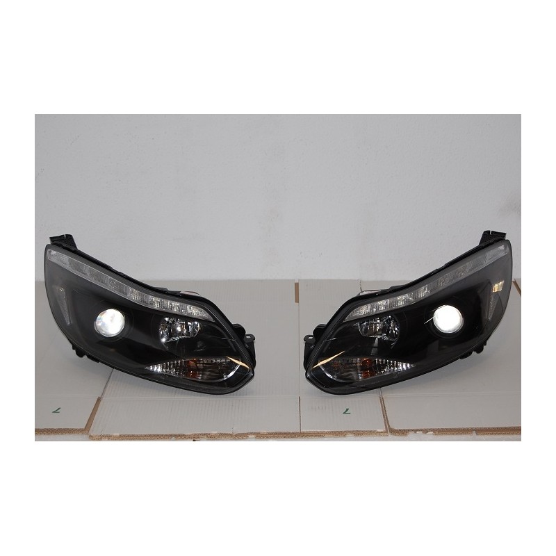 SET OF HEADLAMPS DAY LIGHT FORD FOCUS 2011-2014, BLINKER LED, CHROMED