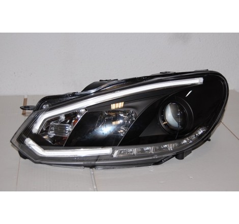 Set Of Headlamps Day Light Volkswagen Golf 6 2009-2012 Black