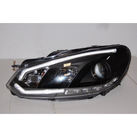 Set Of Headlamps Day Light Volkswagen Golf 6 2009-2012 Black