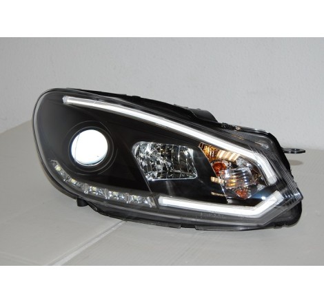 Set Of Headlamps Day Light Volkswagen Golf 6 2009-2012 Black