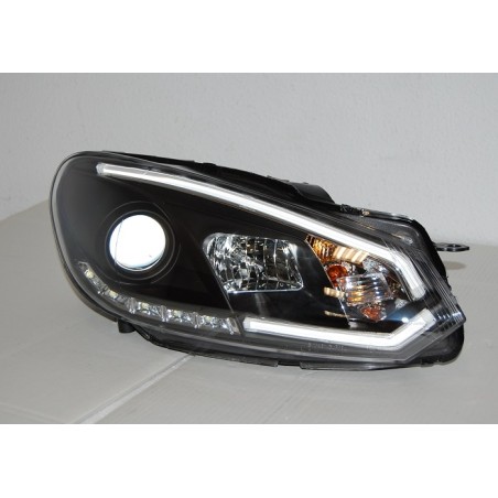 Set Of Headlamps Day Light Volkswagen Golf 6 2009-2012 Black