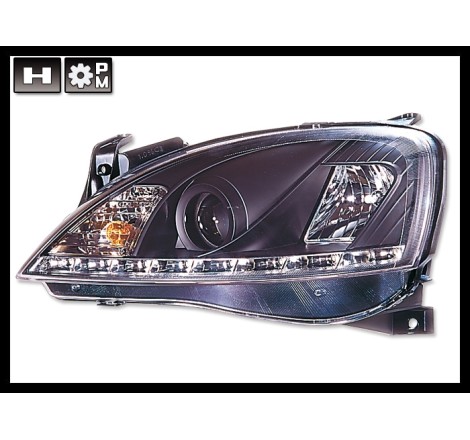 Set Of Headlamps Real Day Light Opel Corsa C Black