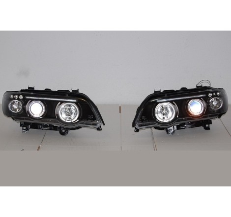 Set Of Headlamps Angel Eyes BMW X5 2001, Black