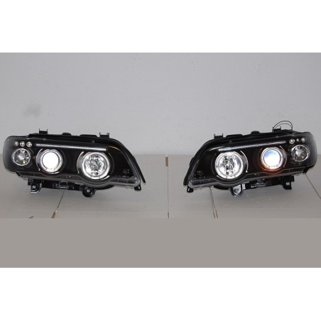Set Of Headlamps Angel Eyes BMW X5 2001, Black