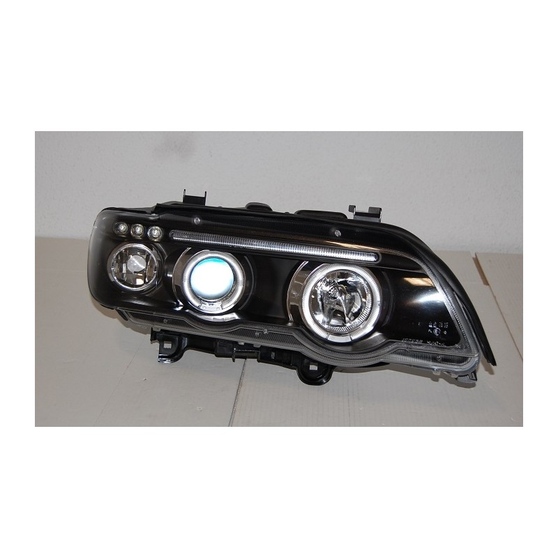 Set De Phares Avant Angel Eyes BMW X5 2001 Noir