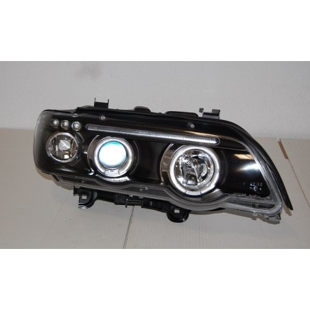 Set Of Headlamps Angel Eyes BMW X5 2001, Black