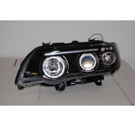 Set Of Headlamps Angel Eyes BMW X5 2001, Black