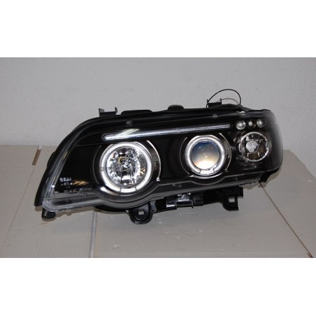 Set De Phares Avant Angel Eyes BMW X5 2001 Noir