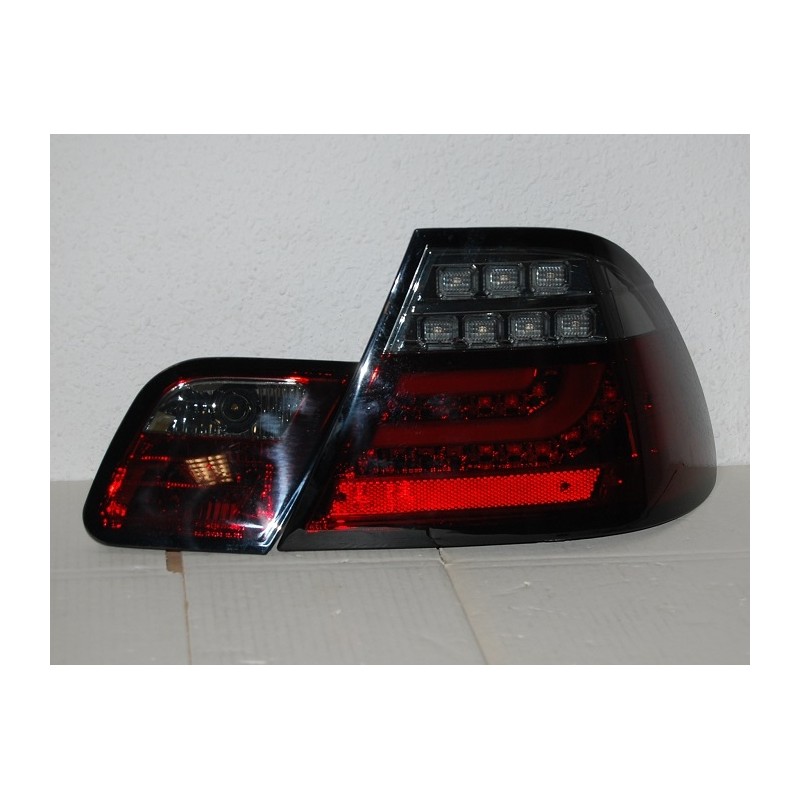 SET OF REAR TAIL LIGHTS BMW E46 2003-2005 2-DOOR LED RED/SMOKED FLASHING LED CARDNA