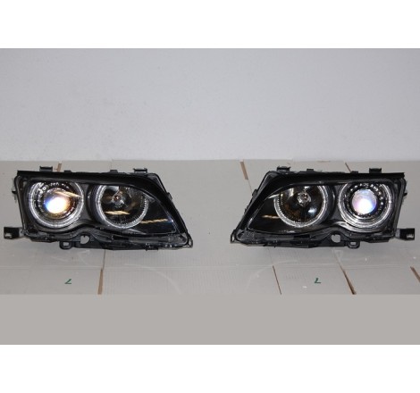 FAROS DELANTEROS OJOS DE ANGEL BMW E46 '02/'05 4P. ELECT. BLACK 