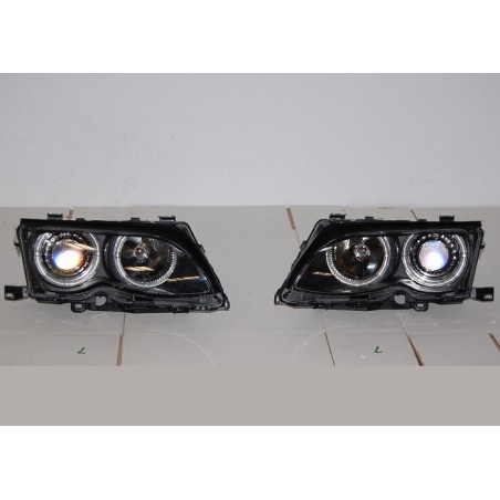 FAROS DELANTEROS OJOS DE ANGEL BMW E46 '02/'05 4P. ELECT. BLACK 