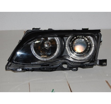 Set Of Headlamps Angel Eyes BMW E46 2002-2005, 4 Doors, Black