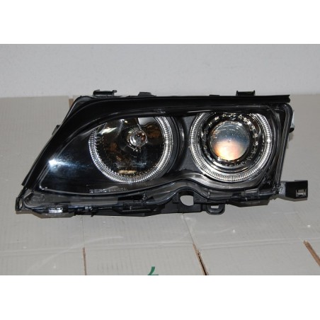Set Of Headlamps Angel Eyes BMW E46 2002-2005, 4 Doors, Black