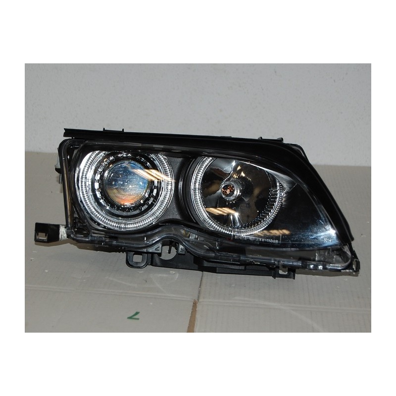 Faros delanteros de ojos de ángel amarillo - BMW E46 98-01 - Negro