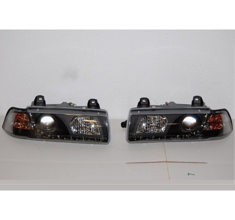 Set Of Headlamps Day Light BMW E36 1992-1998, 4 Doors, Black
