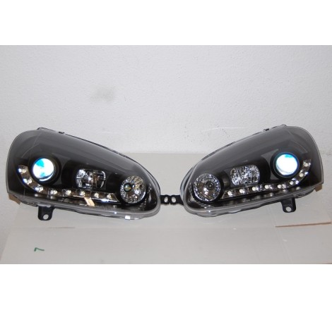 Set Of Headlamps Day Light Volkswagen Golf 5 Black