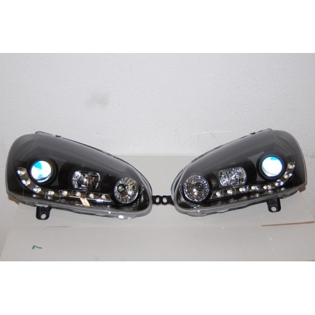 Set Of Headlamps Day Light Volkswagen Golf 5 Black