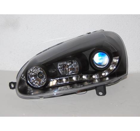 Set Of Headlamps Day Light Volkswagen Golf 5 Black