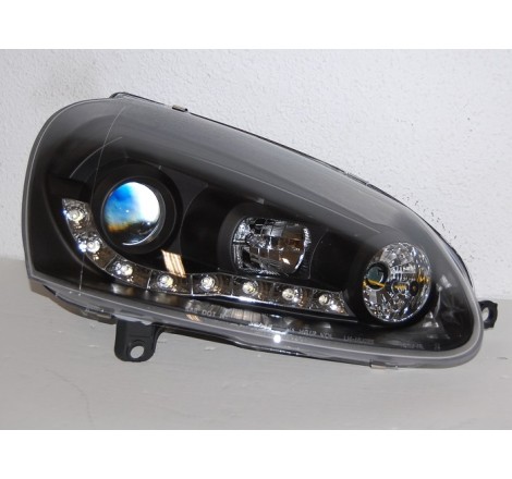 Set Of Headlamps Day Light Volkswagen Golf 5 Black