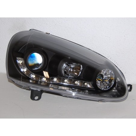 Set Of Headlamps Day Light Volkswagen Golf 5 Black