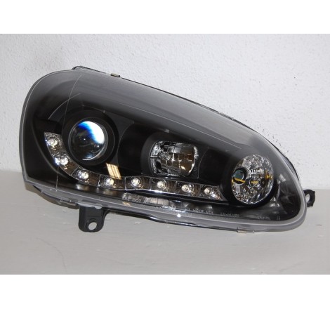 Set Of Headlamps Day Light Volkswagen Golf 5 Black