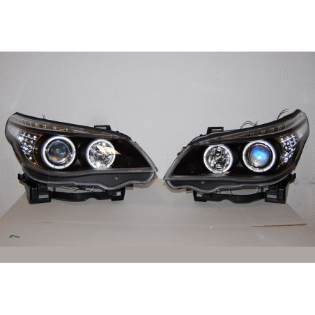 Set Of Headlamps Day Light BMW E60 / E61 2003-2007 Black & Blinker Led