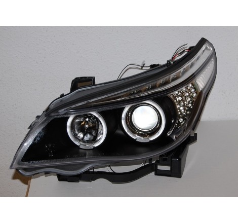 Set Of Headlamps Day Light BMW E60 / E61 2003-2007 Black & Blinker Led