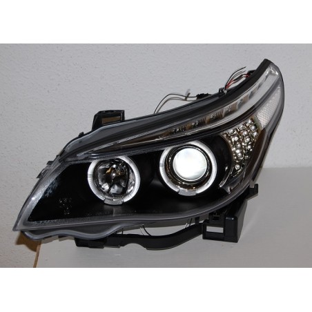 Set Of Headlamps Day Light BMW E60 / E61 2003-2007 Black & Blinker Led