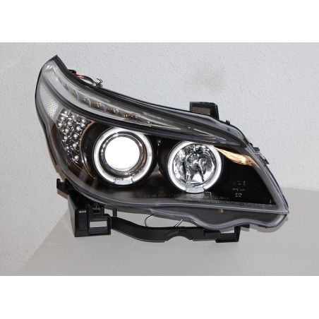 Set Of Headlamps Day Light BMW E60 / E61 2003-2007 Black & Blinker Led