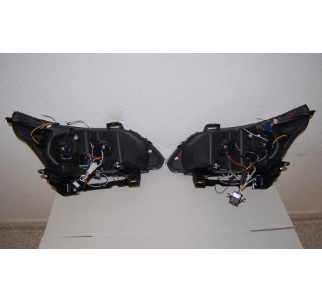 Set Of Headlamps Day Light BMW E60 / E61 2003-2007 Black & Blinker Led