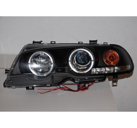 Faros Delanteros Ojos De Angel BMW E46 '99-02 2P. Elect. Black Mod.II