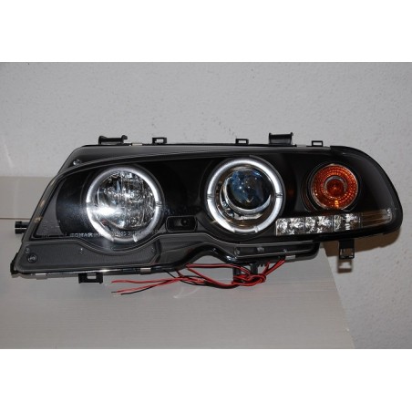 Set De Phares Avant Angel Eyes BMW E46 1999-2002 2-Porte Noir Modèle II