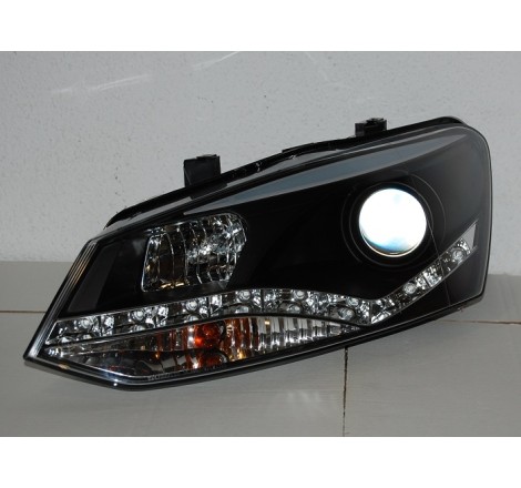 Set Of Headlamps Day Light Volkswagen Polo 2010 Black