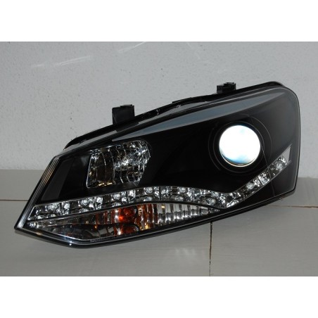 Set Of Headlamps Day Light Volkswagen Polo 2010 Black