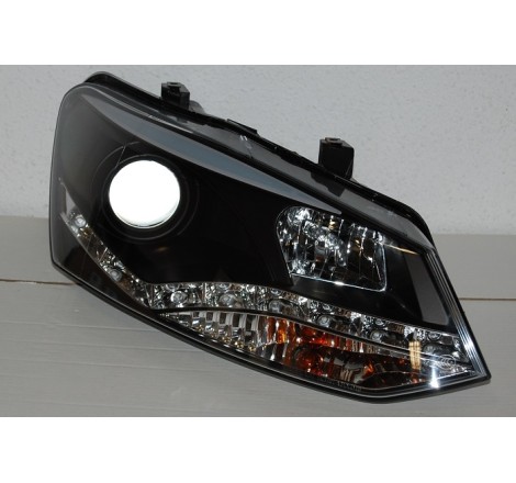 Set Of Headlamps Day Light Volkswagen Polo 2010 Black