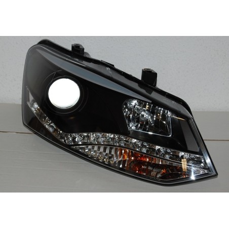 Set Of Headlamps Day Light Volkswagen Polo 2010 Black