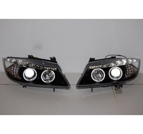 Faros Delanteros Luz De Dia BMW E90 05-08 Black Intermitente Led