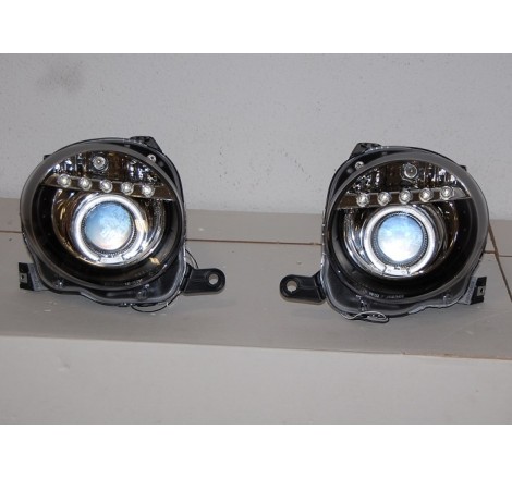 Set Of Headlamps Day Light Fiat 500 Black