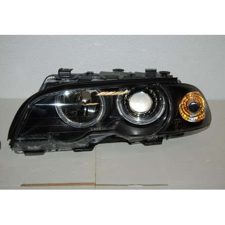 Set Of Headlamps Angel Eyes BMW E46 1998-2001, 2 Doors, Black