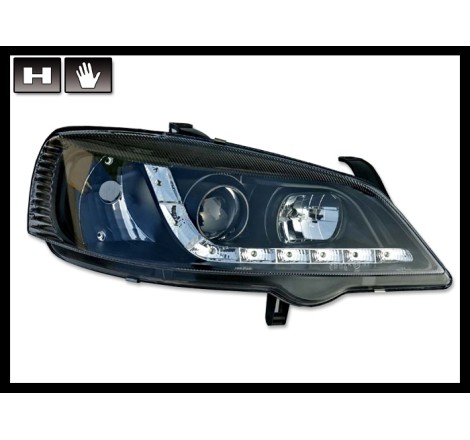 SET OF HEADLAMPS DAY LIGHT OPEL ASTRA G BLACK