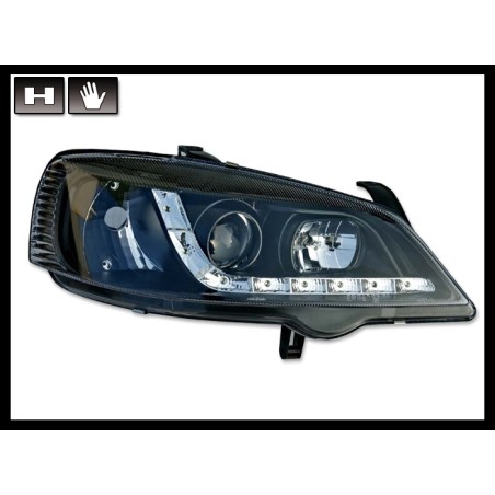 SET OF HEADLAMPS DAY LIGHT OPEL ASTRA G BLACK
