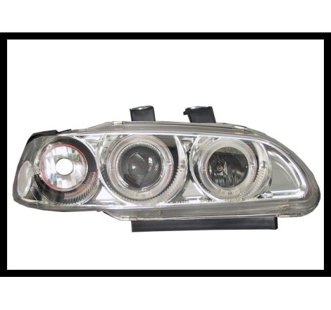 Set Of Headlamps Angel Eyes Honda Civic 1992-1995, 4 Doors, Chromed