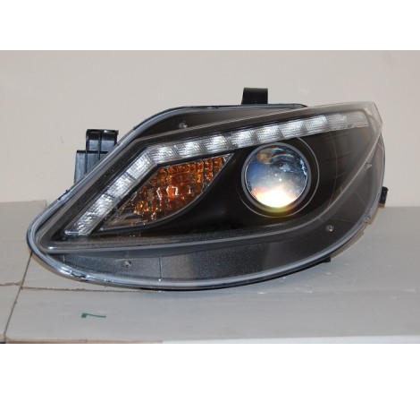 SET OF HEADLAMPS DAY LIGHT SEAT IBIZA 2009 BLACK & BLINKER LED