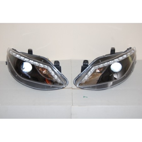 SET OF HEADLAMPS DAY LIGHT SEAT IBIZA 2009 BLACK & BLINKER LED