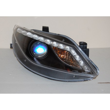 SET OF HEADLAMPS DAY LIGHT SEAT IBIZA 2009 BLACK & BLINKER LED